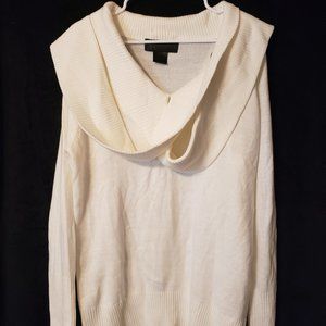 Kardashian Kollection WHITE Sweater With Attached Wrap Scarf